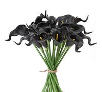 IPOPU 24 Flores Artificiales de Lirio de Cala Negras para Decoraciones, Flores Falsas Negras, Ramo de Lirios de Cala, para centros de Mesa, Flores, decoración Floral, decoración del hogar (Negro)