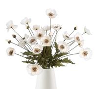 IPOPU Flores Artificiales Blancas de Amapola, 6 Unidades, Flores Artificiales Blancas con Tallos, arreglos Florales de Seda para centros de Mesa de Boda, decoración de Fiesta de Despedida de Soltera