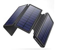 iPosible Batería Externa Solar 26800mAh Cargador Solar con 4 Paneles solares Impermeables Plegables, batería portátil Solar con 3 entradas 2 Salidas Power Bank para iPhone Samsung Huawei etc.