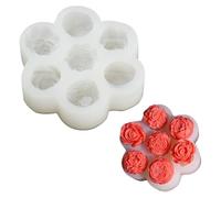 Ipotkitt 1 molde de silicona de 7 cavidades con flores blancas pequeñas para caramelos, fondant, pastel, chocolate, bomba de grasa, gelatina, velas de hielo, manualidades