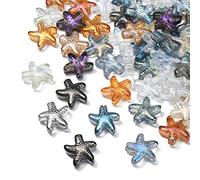 Ipotkitt 100 cuentas de cristal de estrella de mar electrochapadas de color AB, abalorios para pulseras, manualidades, collares, aretes, joyas, accesorios - 13 x 13 mm