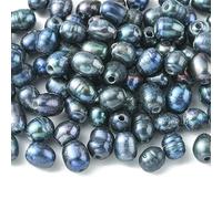 Ipotkitt 100 cuentas negras cultivadas de agua dulce naturales de 7 a 10 mm, cuentas de perlas de arroz de agujero grande de 1,8 mm, adornos ovalados para hacer joyas