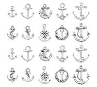 Ipotkitt 100 dijes de ancla náutica, 10 estilos antiguos, timón, ancla de marinero, dijes para hacer pulseras