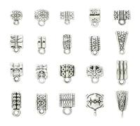 Ipotkitt 100 piezas de 20 estilos antiguos para colgar eslabones de tubo, cuentas de tubo vintage planas y redondas, cuentas espaciadoras de columna, cuentas espaciadoras de columna, cuentas de metal