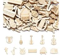 Ipotkitt 100 piezas de recortes aleatorios de madera para instrumentos musicales de piano, guitarra, tambor, piezas de madera sin terminar para decoración del hogar, fiestas, suministros de