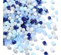 Ipotkitt 1000 cuentas de cristal azul de 4 mm, cuentas redondas facetadas de cristal de mar, cuentas espaciadoras sueltas para bricolaje, verano, Hawaii, abalorios, pendientes, joyería