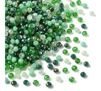Ipotkitt 1000 cuentas de cristal facetado verde de 4 mm, cuentas espaciadoras redondas de cristal de primavera para manualidades, pulseras, pendientes, bisutería