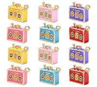 Ipotkitt 12 dijes esmaltados de aleación de 6 colores, estilo retro, música, cinta musical, para hacer joyas, manualidades, pulseras, collares, aretes, llaveros