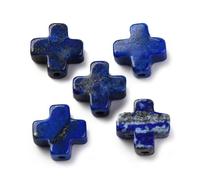 Ipotkitt 20 cuentas de cruz de lapislázuli natural, cuentas espaciadoras de cristal de chakra, cuentas espaciadoras de fe de Jesús para manualidades, pulseras religiosas, fabricación de joyas