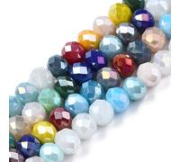 Ipotkitt 20 hebras de aproximadamente 1800 cuentas redondas de cristal galvanizado coloridas, cuentas espaciadoras redondas facetadas para manualidades, joyas, pulseras, collares, aretes, manualidades