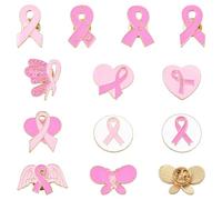 Ipotkitt 24 broches de 12 estilos de esmalte para cáncer de mama, cinta rosa, para médicos, enfermeras, mochilas, sombreros, ropa, mujeres, eventos sociales públicos