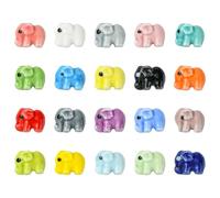 Ipotkitt 40 cuentas de porcelana de 20 colores con diseño de elefante, cuentas de animales de cerámica, divertidas cuentas de dibujos animados para manualidades, pulseras, llaveros, collares,