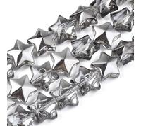 Ipotkitt 5 hebras, color gris oscuro, aproximadamente 275 cuentas de estrella de vidrio galvanizado, perlas chapadas en brillo, cuentas espaciadoras celestiales para manualidades, joyas, pulseras