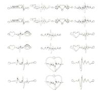 Ipotkitt 80 piezas de 10 estilos de aleación tibetana con conectores de amor, corazón y latido del corazón, dijes de electrocardiograma para joyas, pulseras, collares, aretes, manualidades