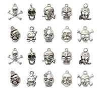 Ipotkitt Abalorio de estilo tibetano con diseño del alfabeto para viajes, música, tarot, cruz, nudo, calavera, flor, pistola, planeta, vampiro, pez, tortuga, para manualidades, joyas, Metal, No es una