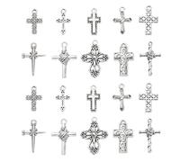 Ipotkitt Abalorio de estilo tibetano con diseño del alfabeto para viajes, música, tarot, cruz, nudo, calavera, flor, pistola, planeta, vampiro, pez, tortuga, para manualidades, joyas, Metal, No es una