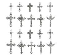 Ipotkitt Abalorio de estilo tibetano con diseño del alfabeto para viajes, música, tarot, cruz, nudo, calavera, flor, pistola, planeta, vampiro, pez, tortuga, para manualidades, joyas, Metal, No es una