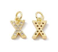 Ipotkitt Abalorio de letras de latón de color dorado con circonita cúbica con anillo de salto, letras del alfabeto, dijes para hacer joyas, pulseras, collares, aretes, manualidades, Latón, No es una
