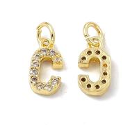 Ipotkitt Abalorio de letras de latón de color dorado con circonita cúbica con anillo de salto, letras del alfabeto, dijes para hacer joyas, pulseras, collares, aretes, manualidades, Latón, No es una