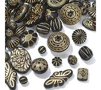 Ipotkitt Cuentas redondas ovaladas acrílicas chapadas de 100 g, cuentas de tótem indio antiguo para hacer joyas, pulseras, collares, manualidades para el cabello