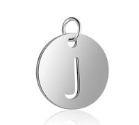 Ipotkitt Dijes redondos planos de acero inoxidable 304 de 12 mm con letras con anillo de salto, letras del alfabeto, para hacer joyas, pulseras, collares, Acero inoxidable, No es una piedra preciosa