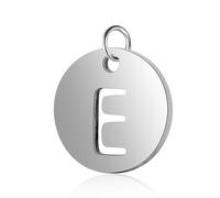 Ipotkitt Dijes redondos planos de acero inoxidable 304 de 12 mm con letras con anillo de salto, letras del alfabeto, para hacer joyas, pulseras, collares, Acero inoxidable, No es una piedra preciosa