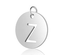 Ipotkitt Dijes redondos planos de acero inoxidable 304 de 12 mm con letras con anillo de salto, letras del alfabeto, para hacer joyas, pulseras, collares, Acero inoxidable, No es una piedra preciosa