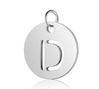 Ipotkitt Dijes redondos planos de acero inoxidable 304 de 12 mm con letras con anillo de salto, letras del alfabeto, para hacer joyas, pulseras, collares, Acero inoxidable, No es una piedra preciosa