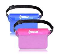 IPOW 2 PCS Bolsa Impermeable Riñonera Protectora Impermeable al Agua Bolsa Impermeable IPX8 con Cinturón Ajustable Bolsa PVC Estanca para Playa Deporte Mar Natación,Azul Traslúcido y Rosa Traslúcido