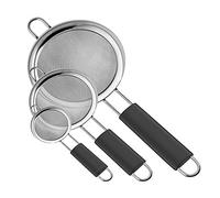 Ipow [3 PCS] Colador de alimentos para cocina con asas gruesas antideslizantes de acero inoxidable de malla fina, juego de coladores y tamizadores