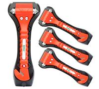 IPOW 4 Pack Car Window Breaker Seatbelt Cutter, Heavy Carbon Steel Glass Breaker Car Safety Hammer Emergency Escape Tool, Auto Rescue Life Saving Survival Kit for Car, Office, Home