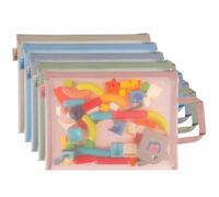 ipow Bolsa de Malla, 5 Unidades A4 con Cremallera, Bolsas Organizadoras Traslúcido para Juguetes, Material de Oficina y Suministros Escolares