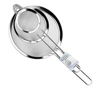 Ipow Juego de 3 Coladores de Cocina Acero Inoxidable 7/12/18 cm Colador Reforzado con Malla Ultrafina para Alimentos, Vegetales, Harina y Pasta (Plateado)