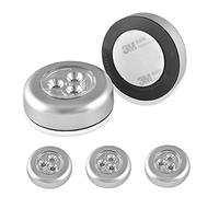 IPOW Luz LED Adhesiva. Luz Nocturna con Pulsador, Iluminación LED para Armario, Luz LED Inalámbrica, Luz Nocturna a Pilas, Lámpara Nocturna sin Cable, Luz Blanca Fría (5PCS)