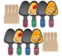 ipow Set 8 Sartenes Raclette Triangulares Mangos Multicolor + Palas - Antiadherente