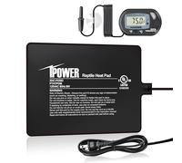 iPower Alfombrilla de calor para reptiles de 6 x 8 pulgadas, 8 W, termómetro digital LCD para acuario, calentador debajo del tanque, almohadilla térmica para tortugas, lagartos, ranas y otros animales
