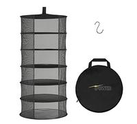 iPower Estante de Secado de Hierbas de 6 Capas de Malla Negra para Colgar Secadora Plegable con opendoor, bache y Bolsa de Almacenamiento, para Flores hidropónicas, cogollos, Frutas, mariscos, Ropa