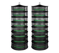 iPower Herb Drying Rack 2-Pack 8-Layer 2ft Foldable Hanging Mesh Net Dryer with Zippers, Heavy Duty Ring, Free Storage Bag and Hook, for Hydroponics Plants Herbs Petals
