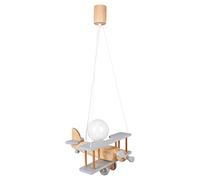 IPP Lámpara colgante para dormitorio infantil, lámpara de avión de madera de colores, 32 x 30 cm (gris - madera)