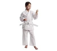 IPPONGEAR Club 2 Karate Gi Set Traje de kárate para principiantes Traje para niños in inturón blanco (cintura con cordones, 220gr/m² (8 oz) densidad del tejido) blanco