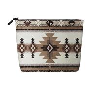 IPPONGET Bolsa de maquillaje Native American Print con bolsa de maquillaje de una sola capa con bolsillos con cremallera para mujer, lindo y portátil, negro, talla única, negro, talla única, Negro 1