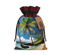 IPPONGET Bolsas de regalo de Navidad con palmera tropical, estampado de playa hawaiana, bolsas de regalo festivas para colegas, bodas, fiestas y más