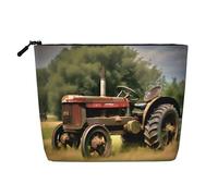 IPPONGET Bolso de vanidad con estampado de granja de fotos de tractor antiguo bolsa de maquillaje de una sola capa bolsas con cremallera para mujeres lindas y portátiles, negro, talla única, negra