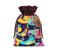 IPPONGET Bolsos de embalaje de Navidad con estampado colorido retro, bolsas de regalo festivo para colegas, bodas, fiestas más