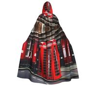 IPPONGET Cabina de teléfono Londres calle impresión unisex capa con capucha capa para adultos para Halloween Cosplay renacentista bolsa con capucha