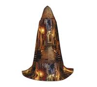 IPPONGET Capa con capucha con estampado de calle vieja italiana, decoración de fiesta temática de carnaval, juego de rol de vampiro, cosplay gótico