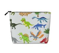 IPPONGET Dibujos animados de dinosaurios con impresión de imágenes de vanidad bolsa de maquillaje de una sola capa bolsas con cremallera para mujeres lindas y portátiles, negro, talla única, negro