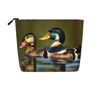 IPPONGET dos patos salvajes imprimir vanidad bolsa de maquillaje de una sola capa bolsas con cremallera para las mujeres lindo y portátil, negro, talla única, negro, talla única, Negro 1, One size