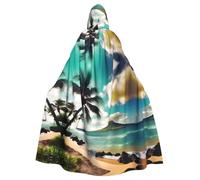 IPPONGET Palmas de playa tropicales estampado unisex capucha de longitud completa espeluznante disfraz de Halloween accesorio de bruja medieval vampiro