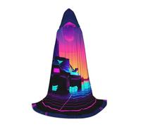 IPPONGET Retrowave - Capa con capucha con estampado de imágenes de carnaval, decoración de fiesta temática de vampiro, juego de rol, gótico, cosplay